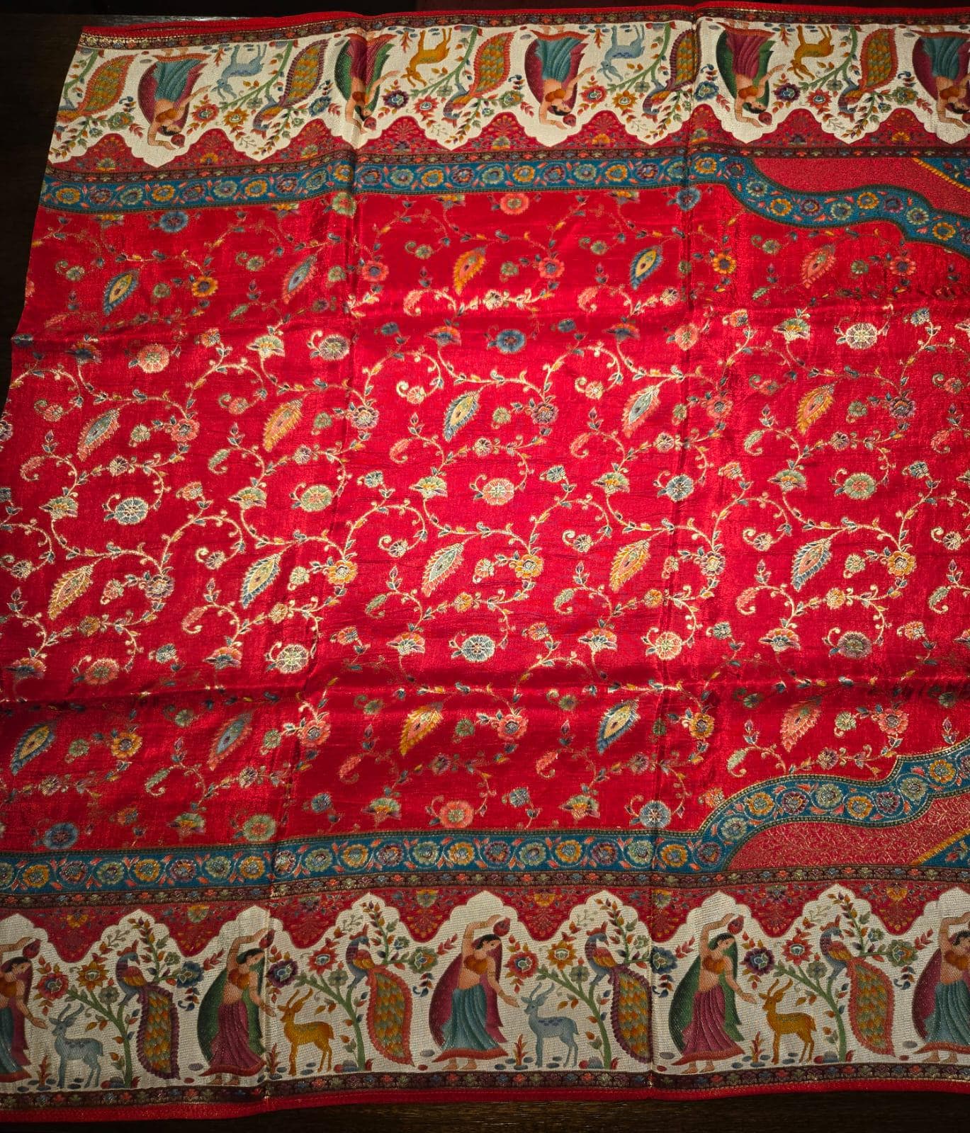 Red Mughal art dupatta