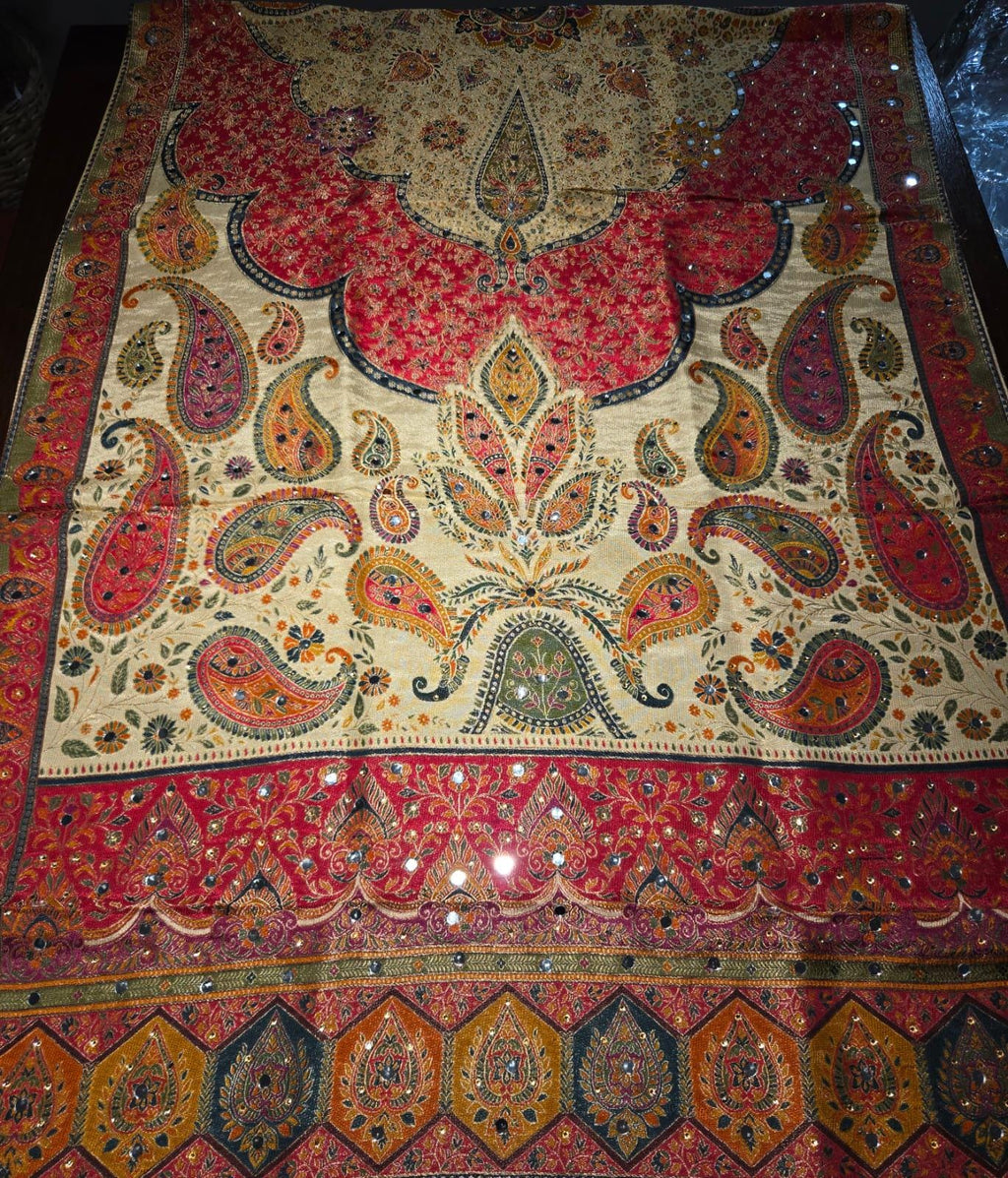 Beige mughal art dupatta intricate design
