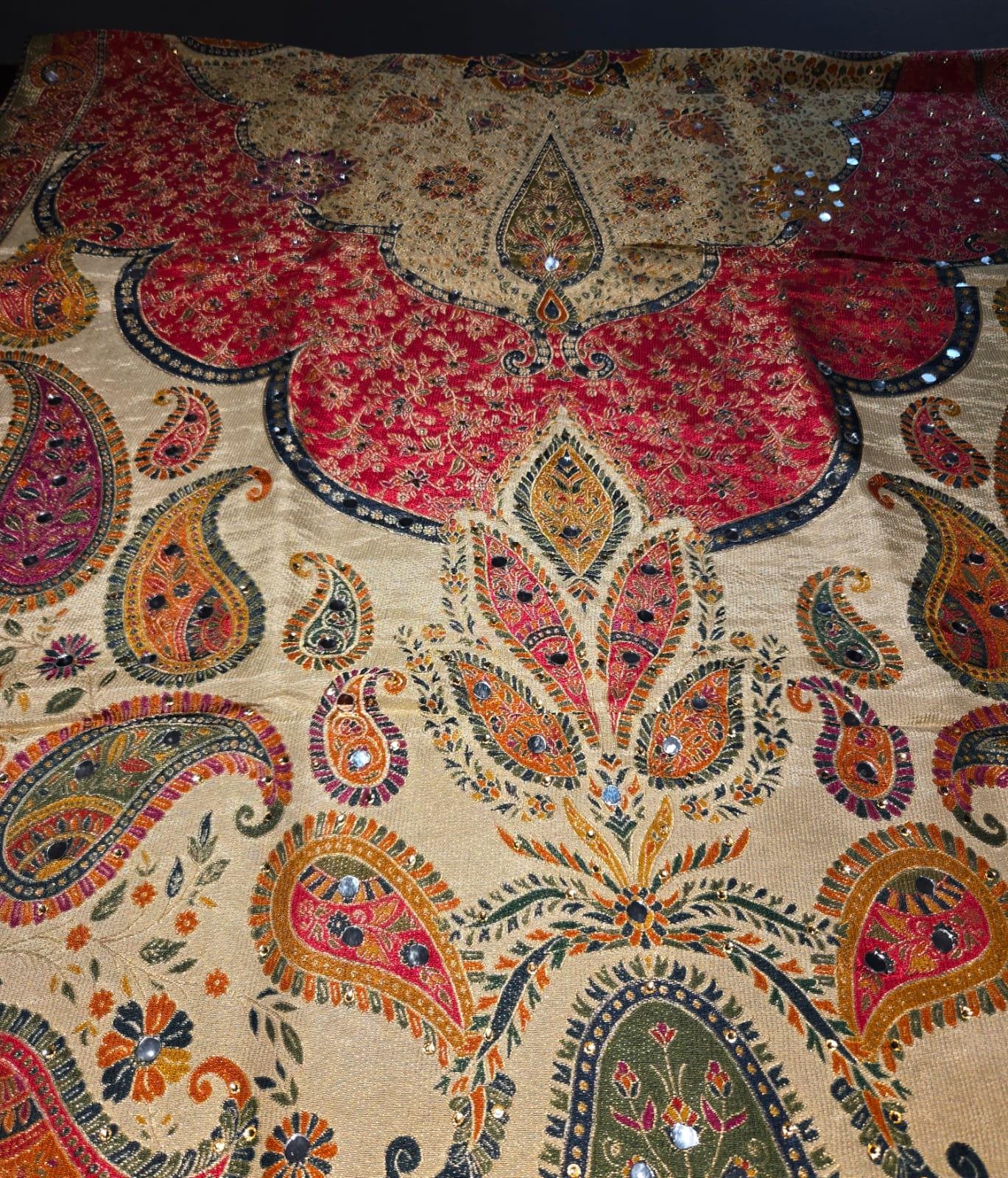 Beige mughal art dupatta intricate design