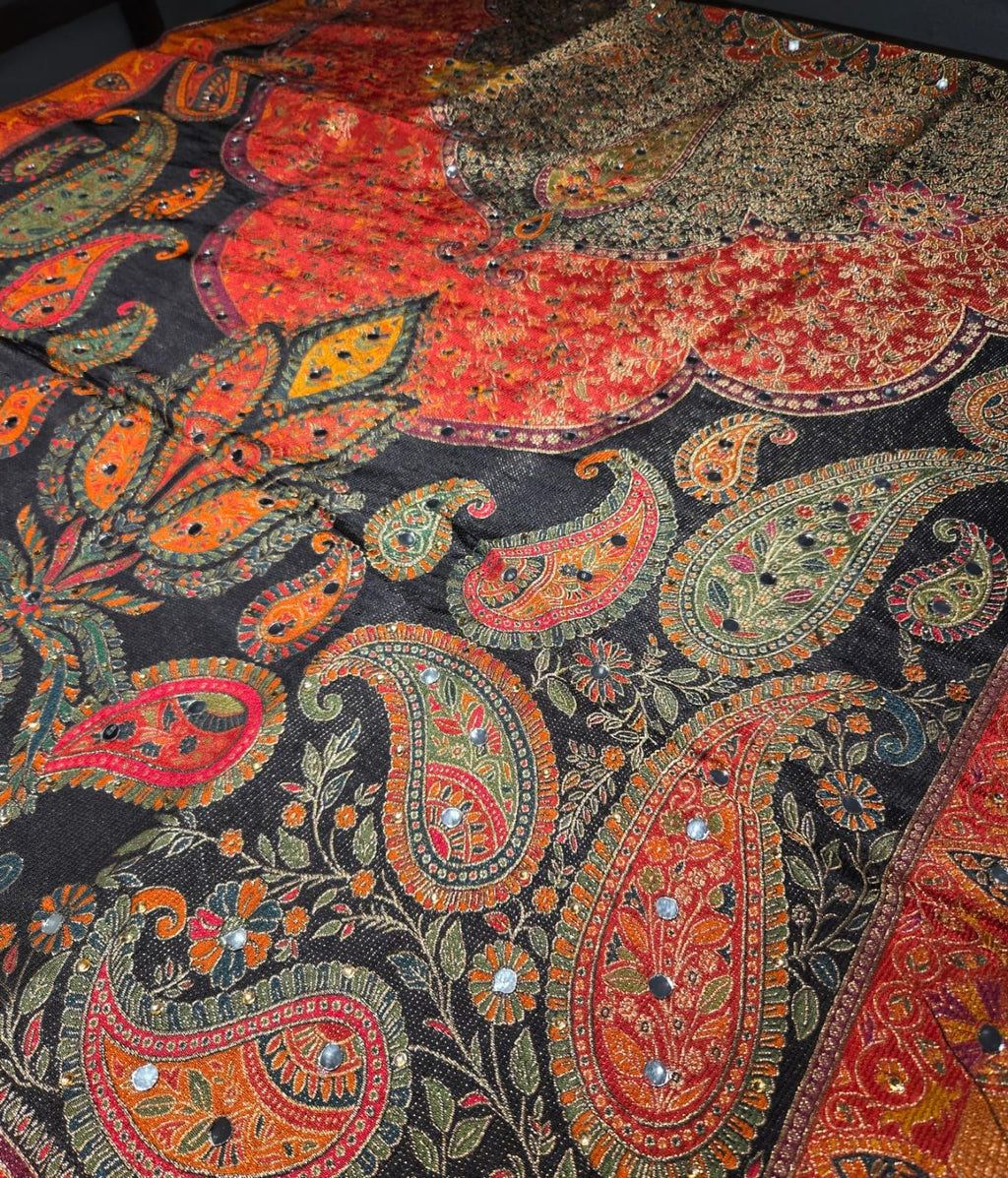 Black Mughal art dupatta