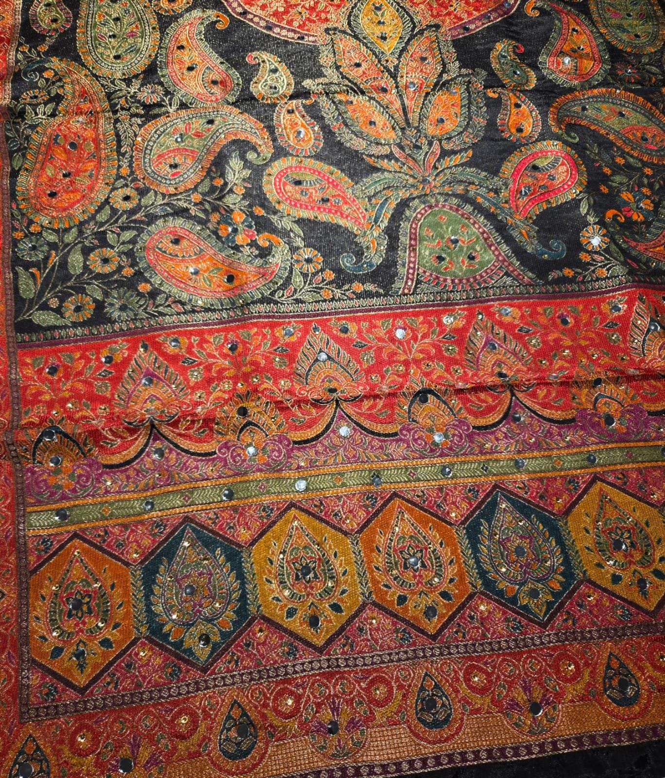 Black Mughal art dupatta