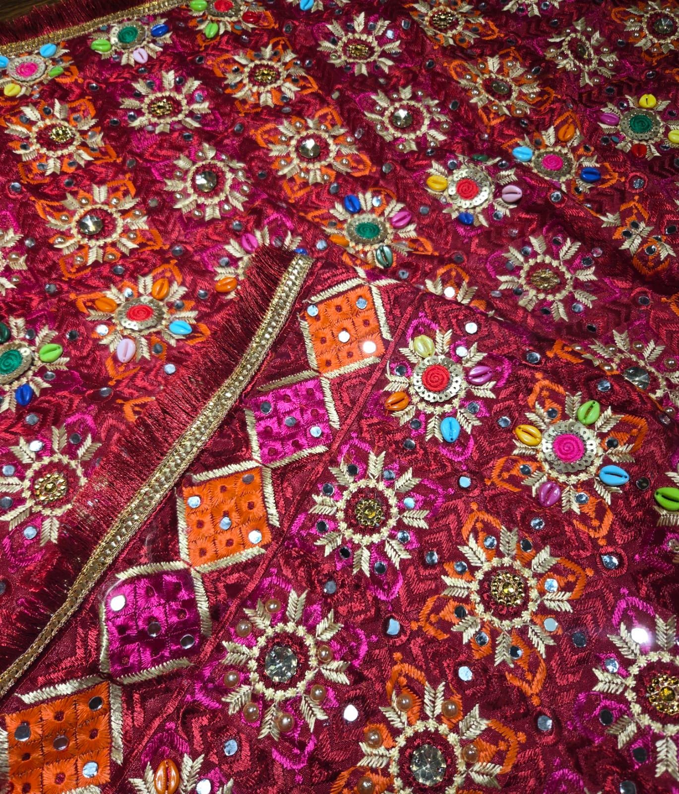 Handmade , Handwoven , Elegant vibrant & Authentic Multicolour Phulkari Dupatta / Indian Scarf. Hand embroidered