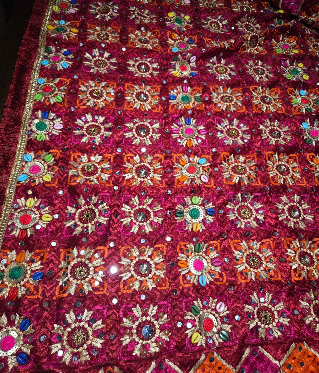 Handmade , Handwoven , Elegant vibrant & Authentic Multicolour Phulkari Dupatta / Indian Scarf. Hand embroidered