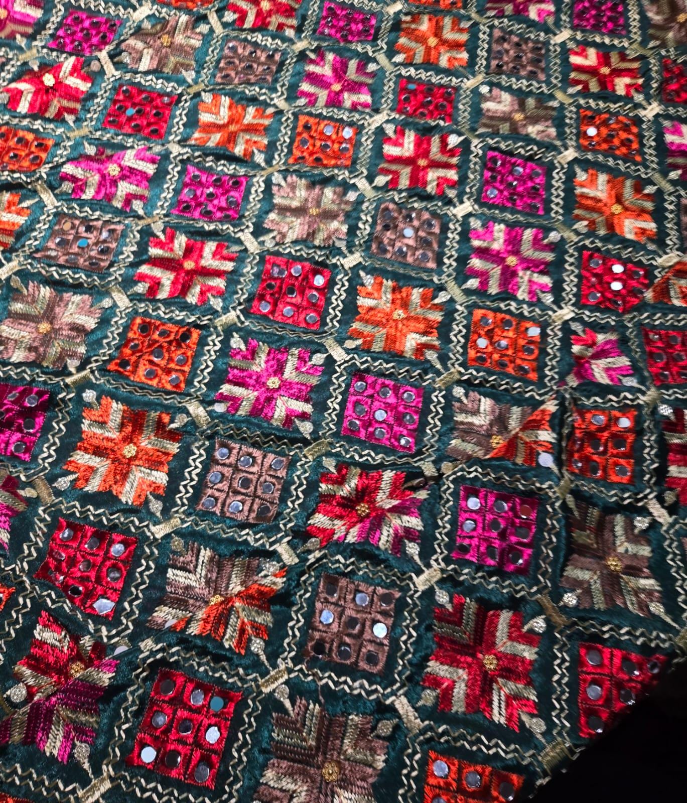 Handmade , Handwoven , Elegant vibrant & Authentic Multicolour Phulkari Dupatta / Indian Scarf. Hand embroidered