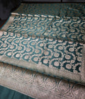 Green Banarasi Silk Dupatta | Silver Zari Floral Weave, Indian Ethnic Wear
