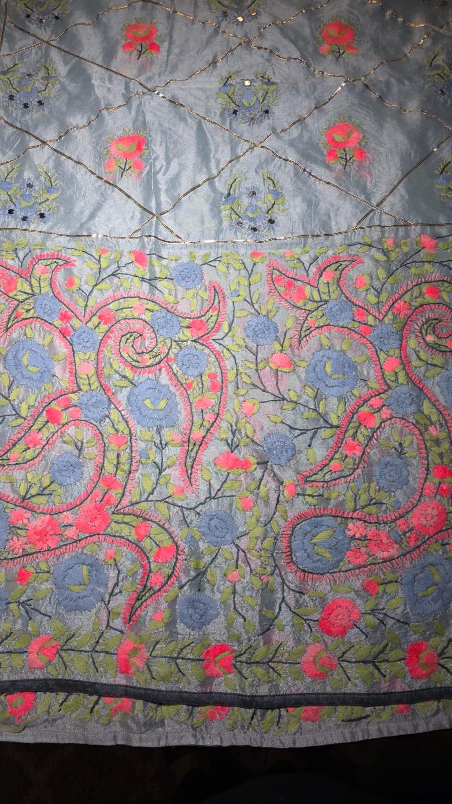 Multi colour Kantha work Dupatta with Mirror Work | Indian Ethnic Dupatta | Festive Wedding Dupatta | Traditional Indian Scarf