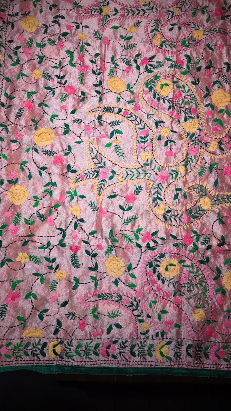 Multi colour Kantha work Dupatta with Mirror Work | Indian Ethnic Dupatta | Festive Wedding Dupatta | Traditional Indian Scarf