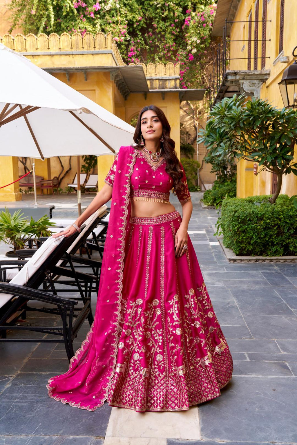 Pink Silk Lehenga Choli Set with Stitched Blouse & Dupatta | Indian Wedding Outfit | Sequin Embroidered Mehendi Sangeet Dress