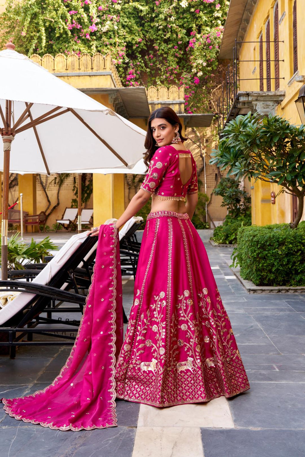 Pink Silk Lehenga Choli Set with Stitched Blouse & Dupatta | Indian Wedding Outfit | Sequin Embroidered Mehendi Sangeet Dress