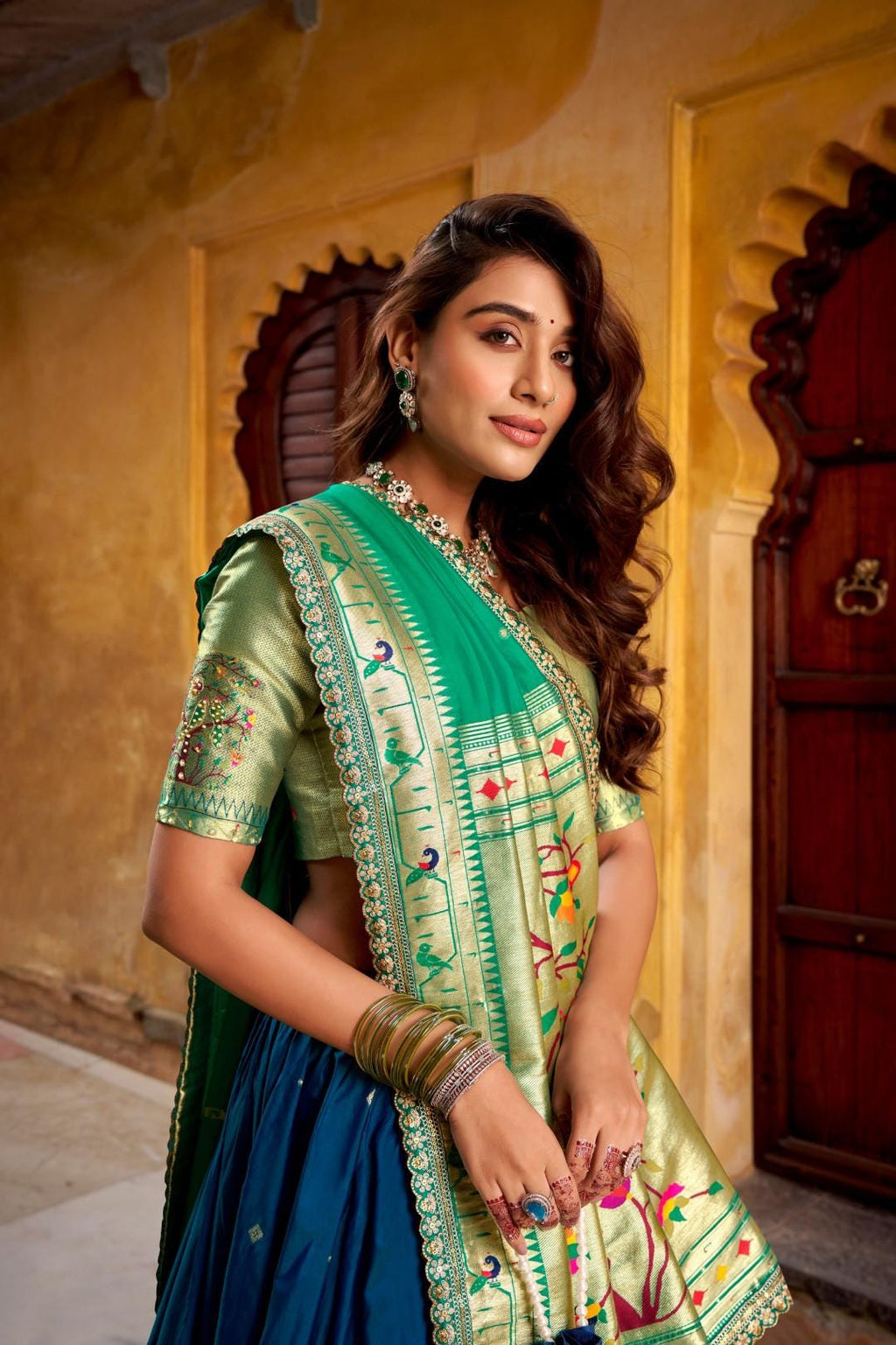 Paithani Silk Lehenga Choli Set with Stitched Blouse & Dupatta | Indian Wedding Outfit | Traditional Festive Ethnic Dress