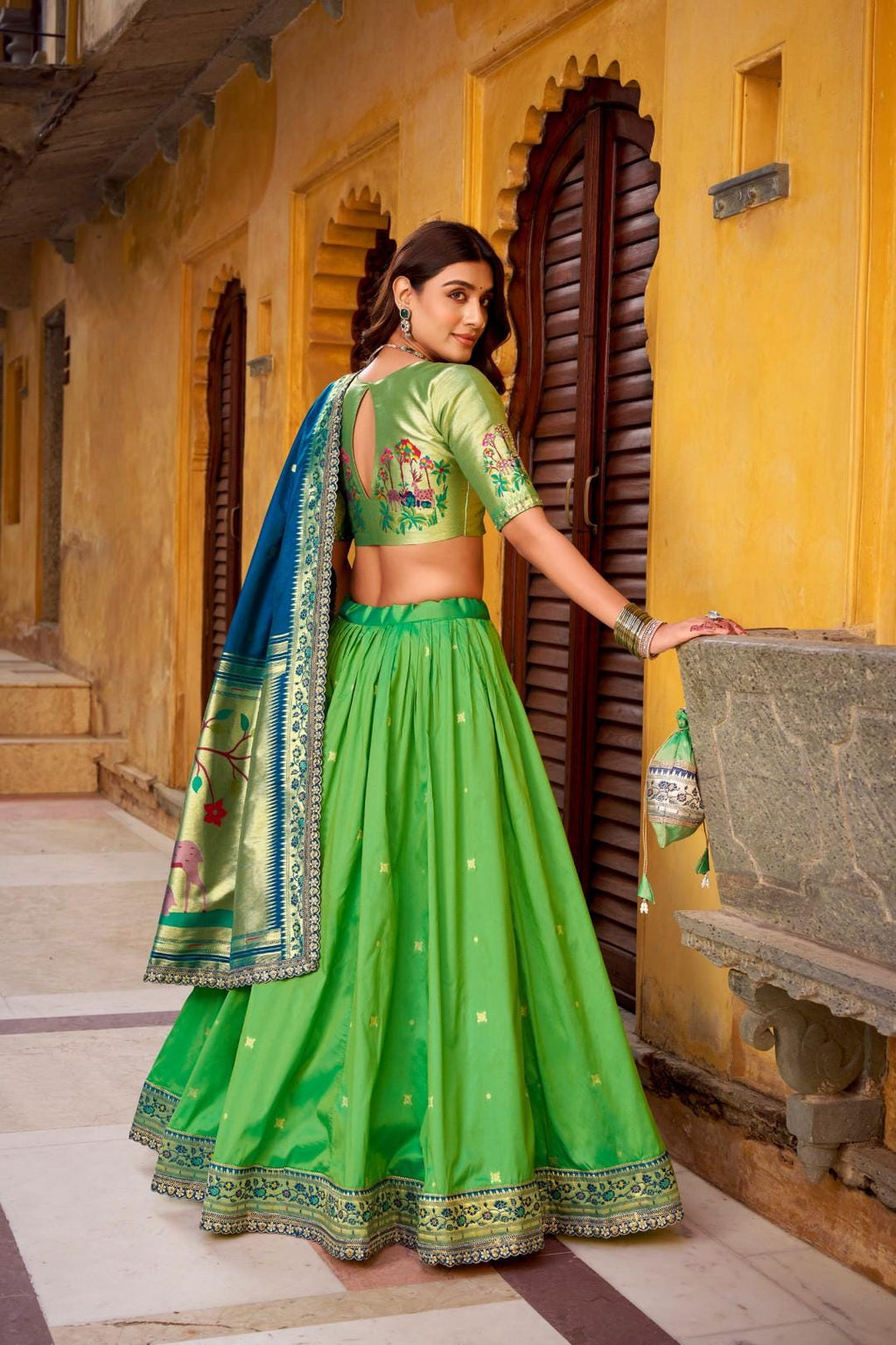 Paithani Silk Lehenga Choli Set with Stitched Blouse & Dupatta | Indian Wedding Outfit | Traditional Festive Ethnic Dress