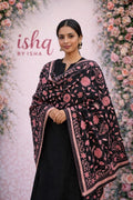 Black Kantha Work Dupatta with Mirror Work | Indian Ethnic Festive Scarf