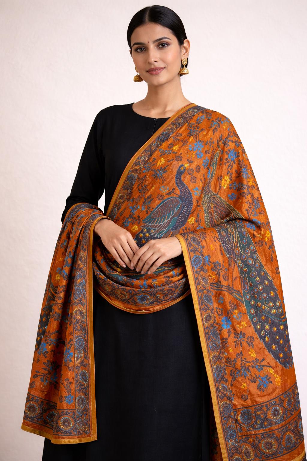 Multi colour Kantha work Dupatta with Mirror Work | Indian Ethnic Dupatta | Festive Wedding Dupatta | Traditional Indian Scarf