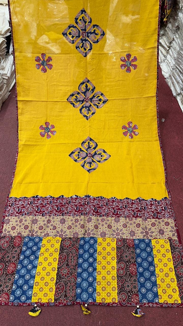 Handcrafted Cotton Ajrak Patchwork Dupatta | Ethnic Dupatta with Hand Block Motifs | Boho Indian Dupatta | Ishq by Isha