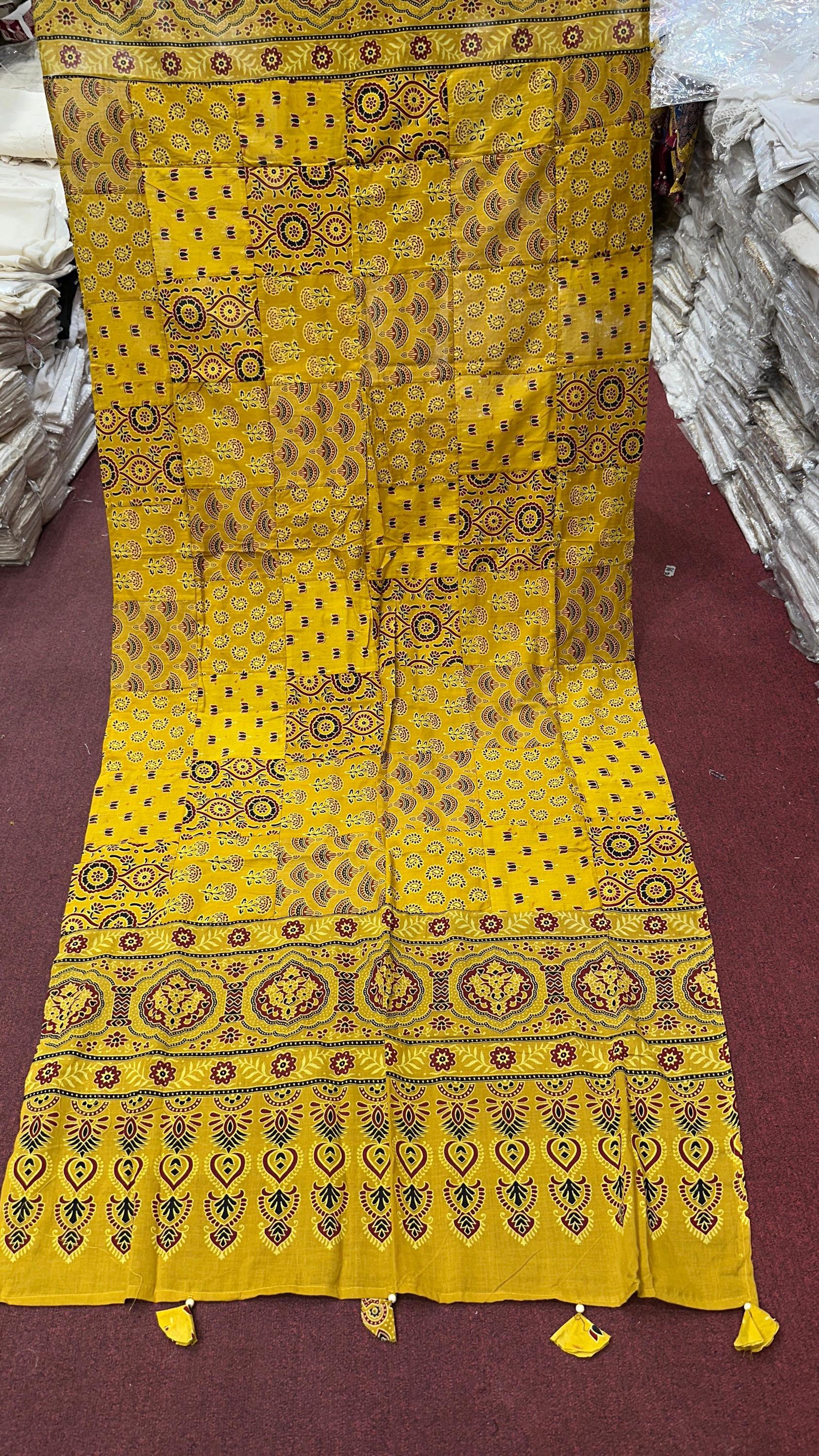 Handcrafted Cotton Ajrak Patchwork Dupatta | Ethnic Dupatta with Hand Block Motifs | Boho Indian Dupatta | Ishq by Isha