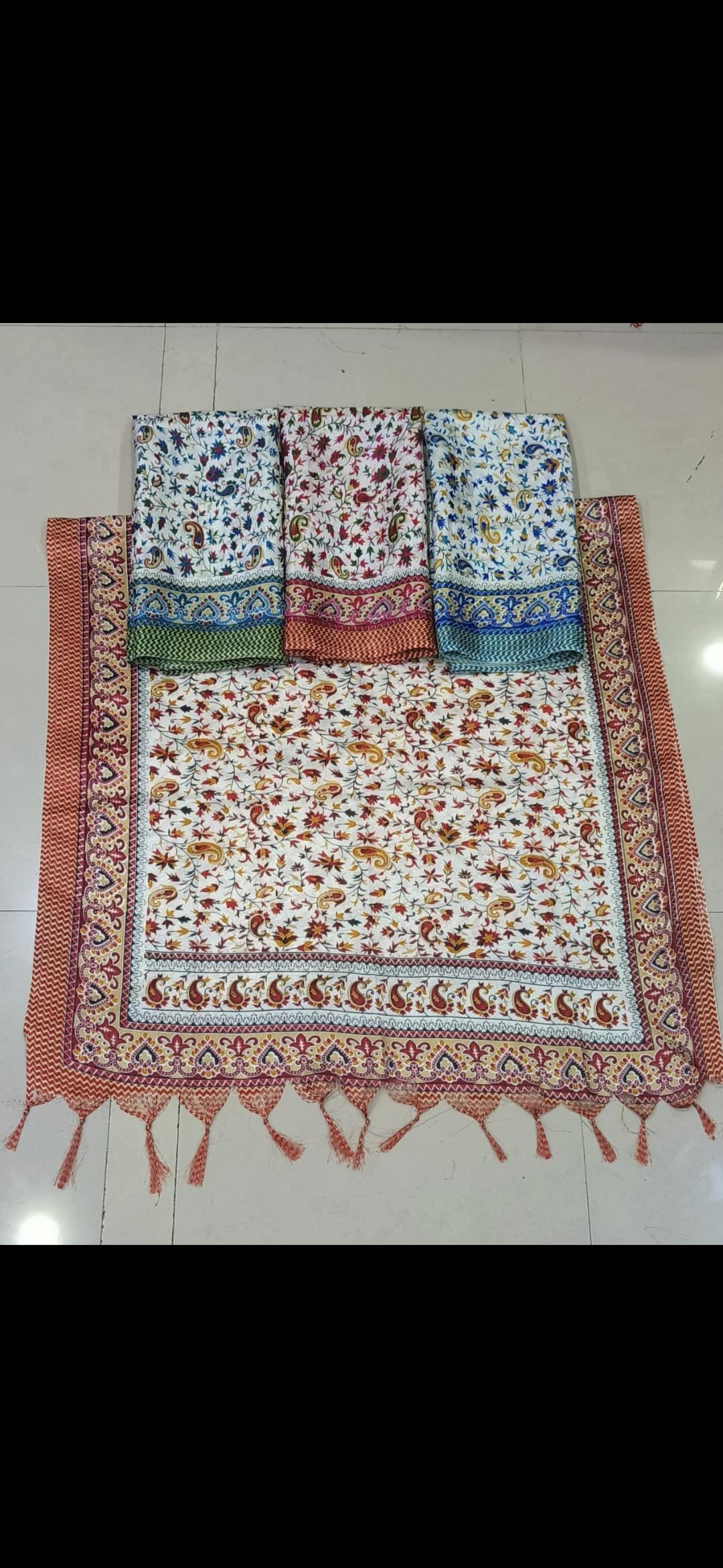 Indian Chinnon Paisley Print Dupatta | Boho Ethnic Scarf with Tassels | Floral Paisley Dupatta | Festival Dupatta | Ishq by Isha