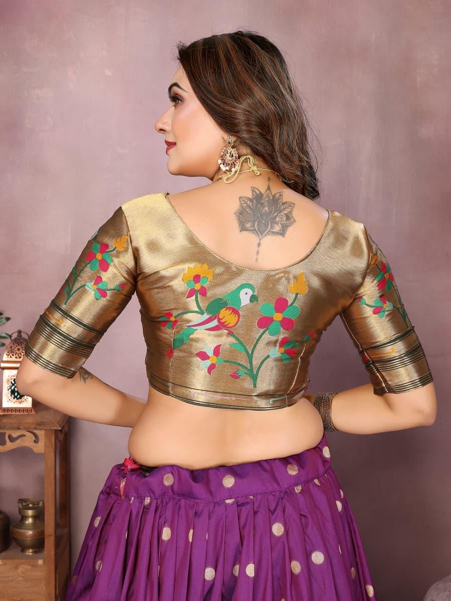 Jacquard paithani silk lehenga with zari weaving work | Indian Wedding Outfit, Mehendi Sangeet Dress