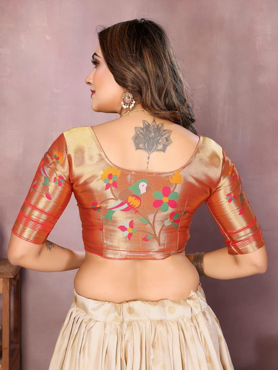 Jacquard paithani silk lehenga with zari weaving work | Indian Wedding Outfit, Mehendi Sangeet Dress