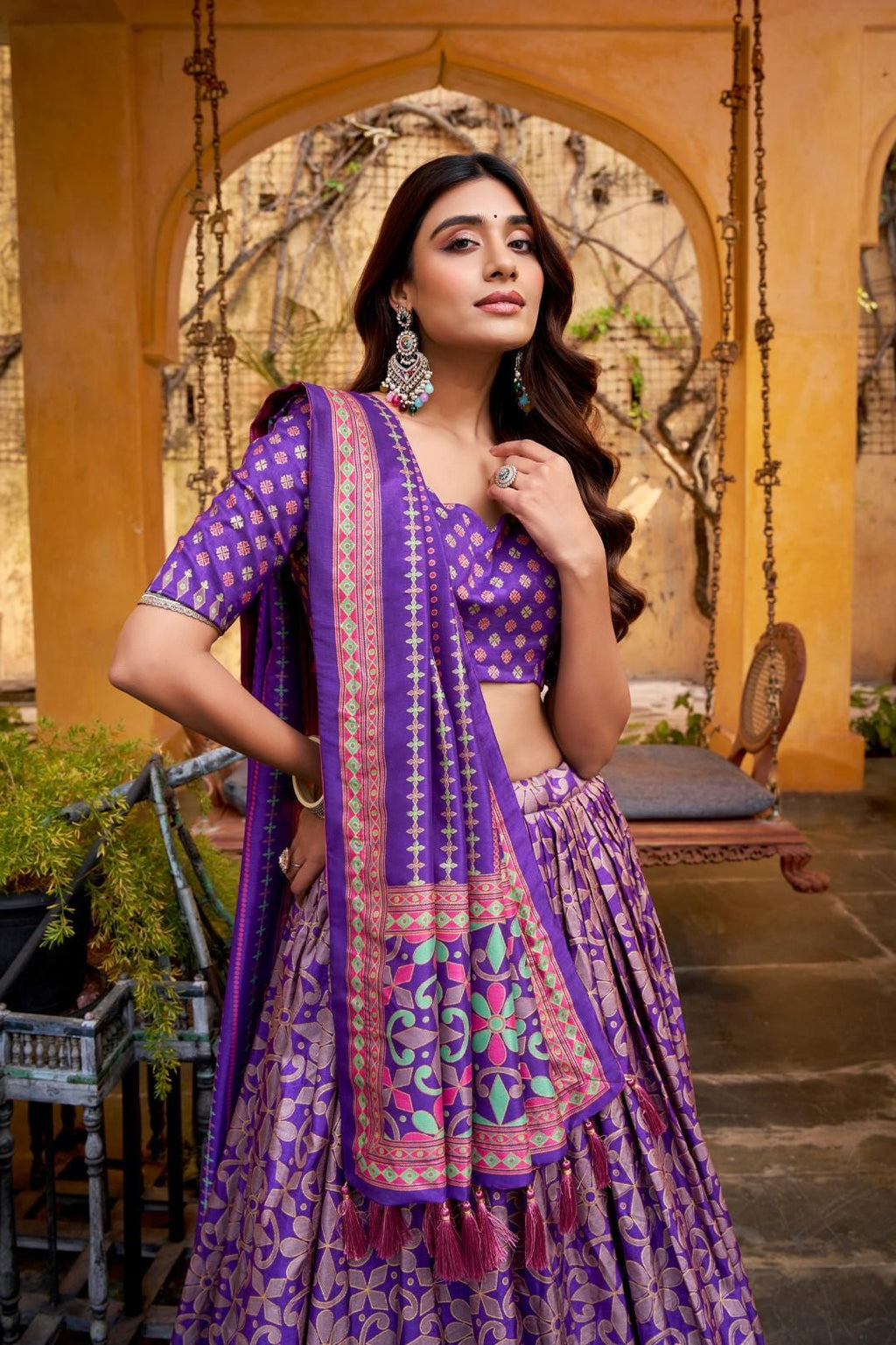 Soft tussar silk lehenga with gotta Patti Lace Border Dupatta | Indian Wedding Outfit, Mehendi Sangeet Dress