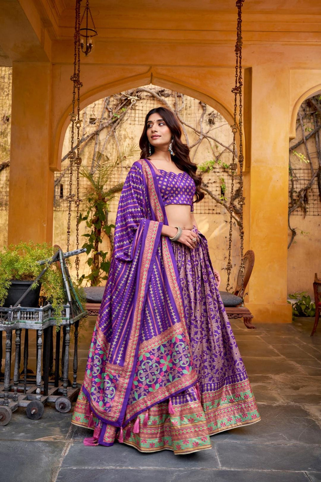 Soft tussar silk lehenga with gotta Patti Lace Border Dupatta | Indian Wedding Outfit, Mehendi Sangeet Dress