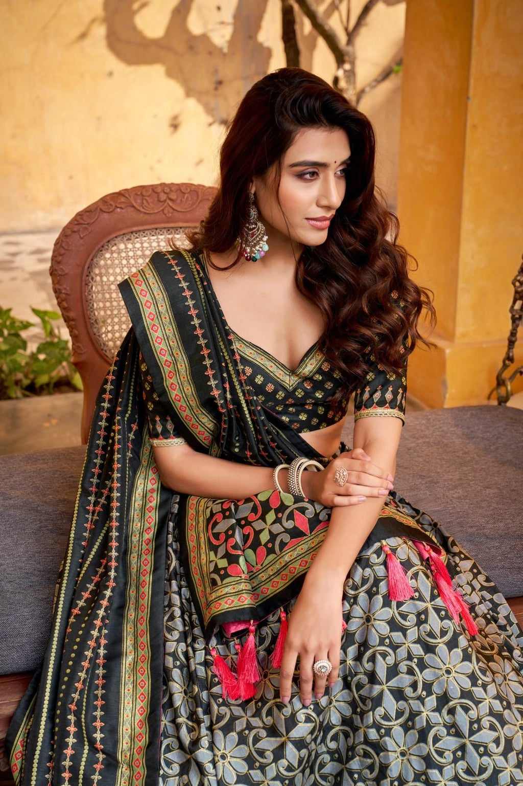 Soft tussar silk lehenga with gotta Patti Lace Border Dupatta | Indian Wedding Outfit, Mehendi Sangeet Dress