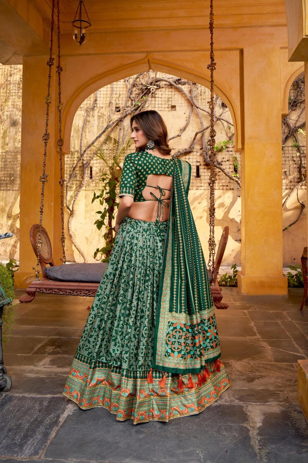 Soft tussar silk lehenga with gotta Patti Lace Border Dupatta | Indian Wedding Outfit, Mehendi Sangeet Dress