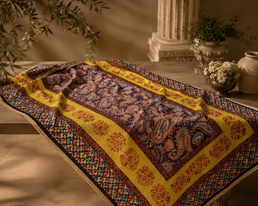 Boho Paisley Chinnon Dupatta for Women | Colorful Ethnic Dupatta with Thread Work | Kashmiri Inspired Floral Dupatta | Ishq by Isha