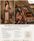Boho Block Printed Chinnon Dupatta | Indian Ethnic Dupatta for Women | Traditional Art Inspired Dupatta | Lightweight Festive Dupatta