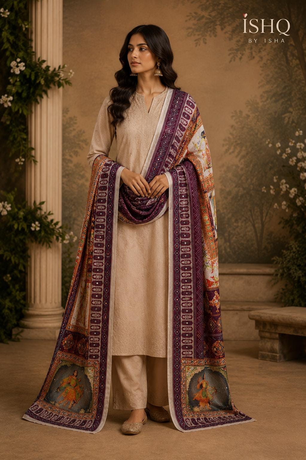 Boho Printed Chinnon Dupatta | Indian Ethnic Dupatta for Women | Traditional Art Inspired Dupatta | Lightweight Festive Dupatta