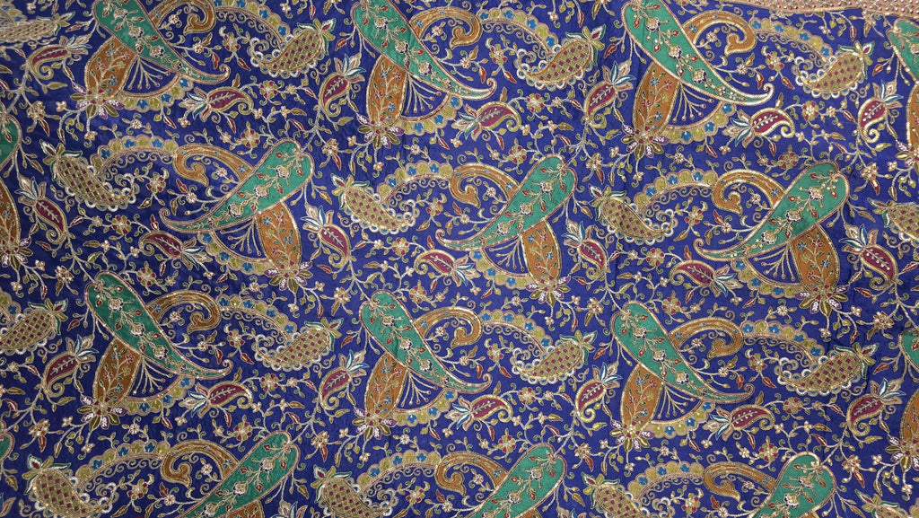 Blue Embroidered Georgette Dupatta | Handmade Ethnic Dupatta | Festive Indian Dupatta | Wedding & Party