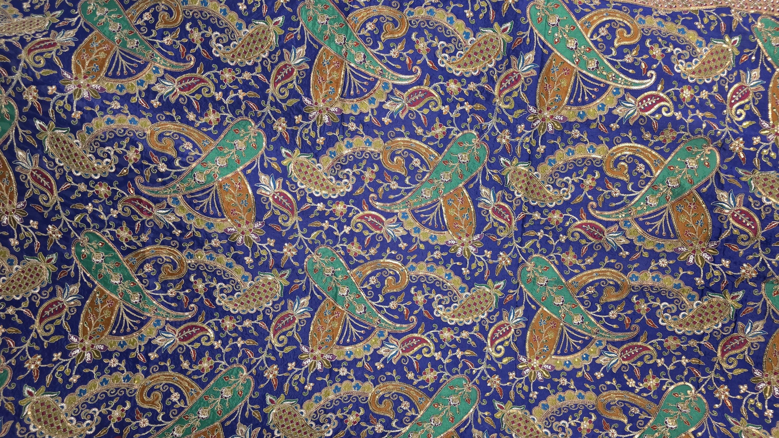 Blue Embroidered Georgette Dupatta | Handmade Ethnic Dupatta | Festive Indian Dupatta | Wedding & Party
