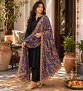 Blue Embroidered Georgette Dupatta | Handmade Ethnic Dupatta | Festive Indian Dupatta | Wedding & Party