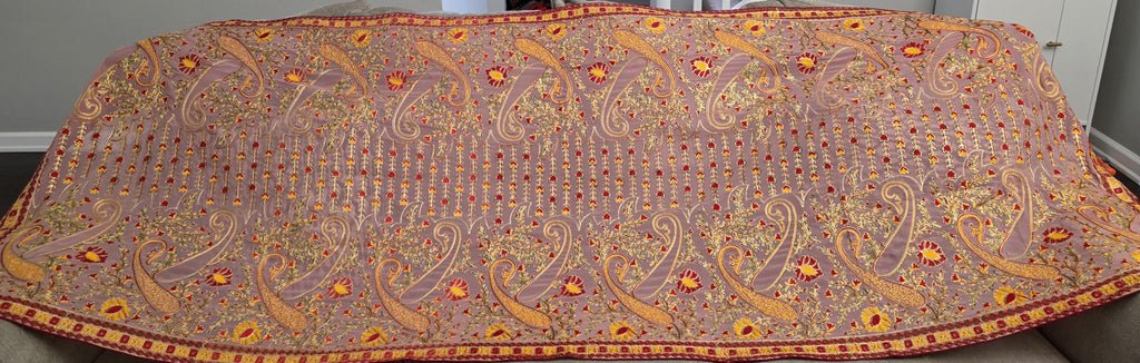 Pink Hand Embroidered Chinnon Dupatta for Women | Kashmiri Style Thread Work Dupatta | Elegant Ethni