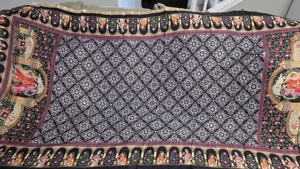 Boho Block Printed Chinnon Dupatta | Indian Ethnic Dupatta for Women | Traditional Art Inspired Dupatta | Lightweight Festive Dupatta