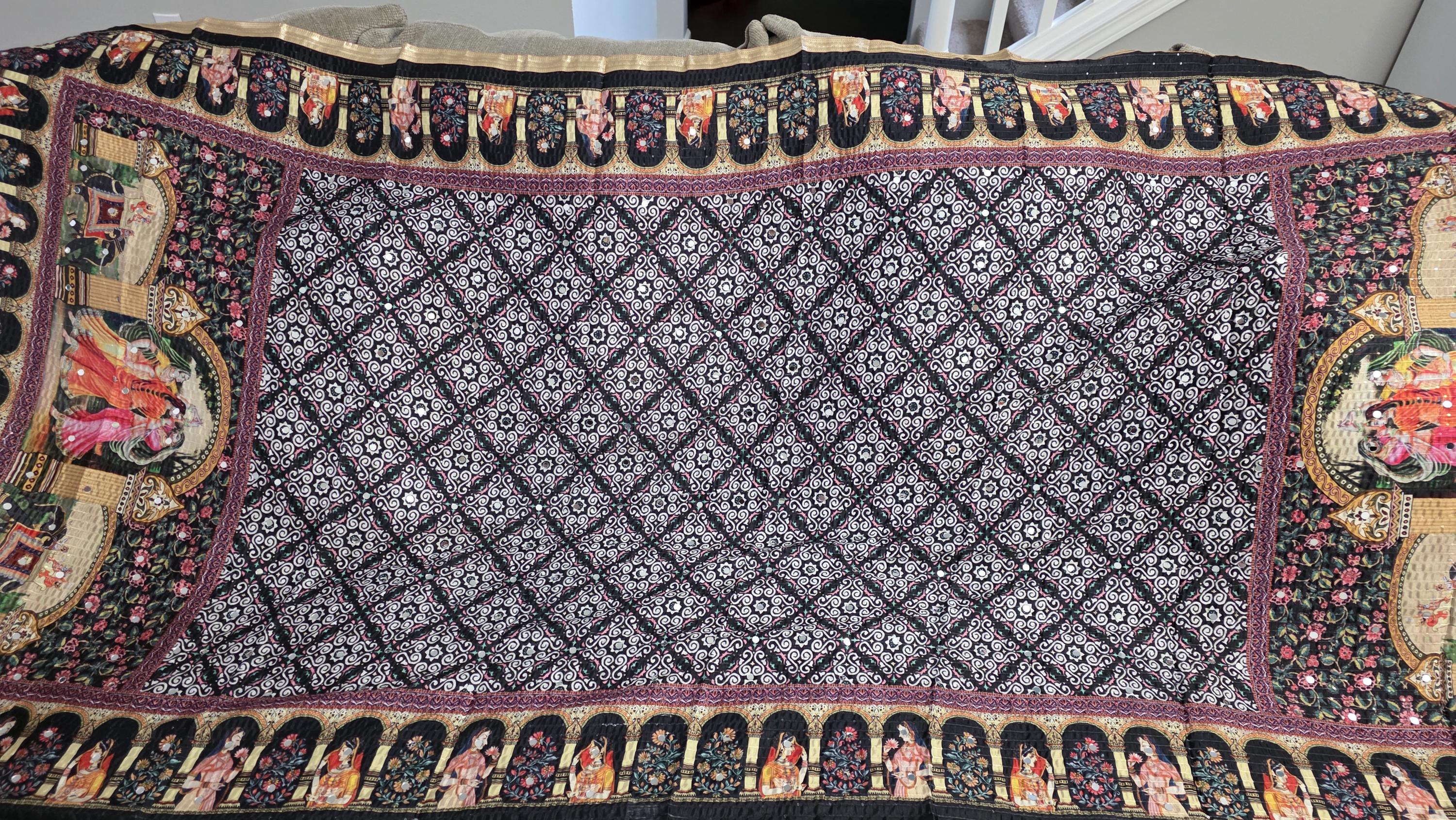 Boho Block Printed Chinnon Dupatta | Indian Ethnic Dupatta for Women | Traditional Art Inspired Dupatta | Lightweight Festive Dupatta