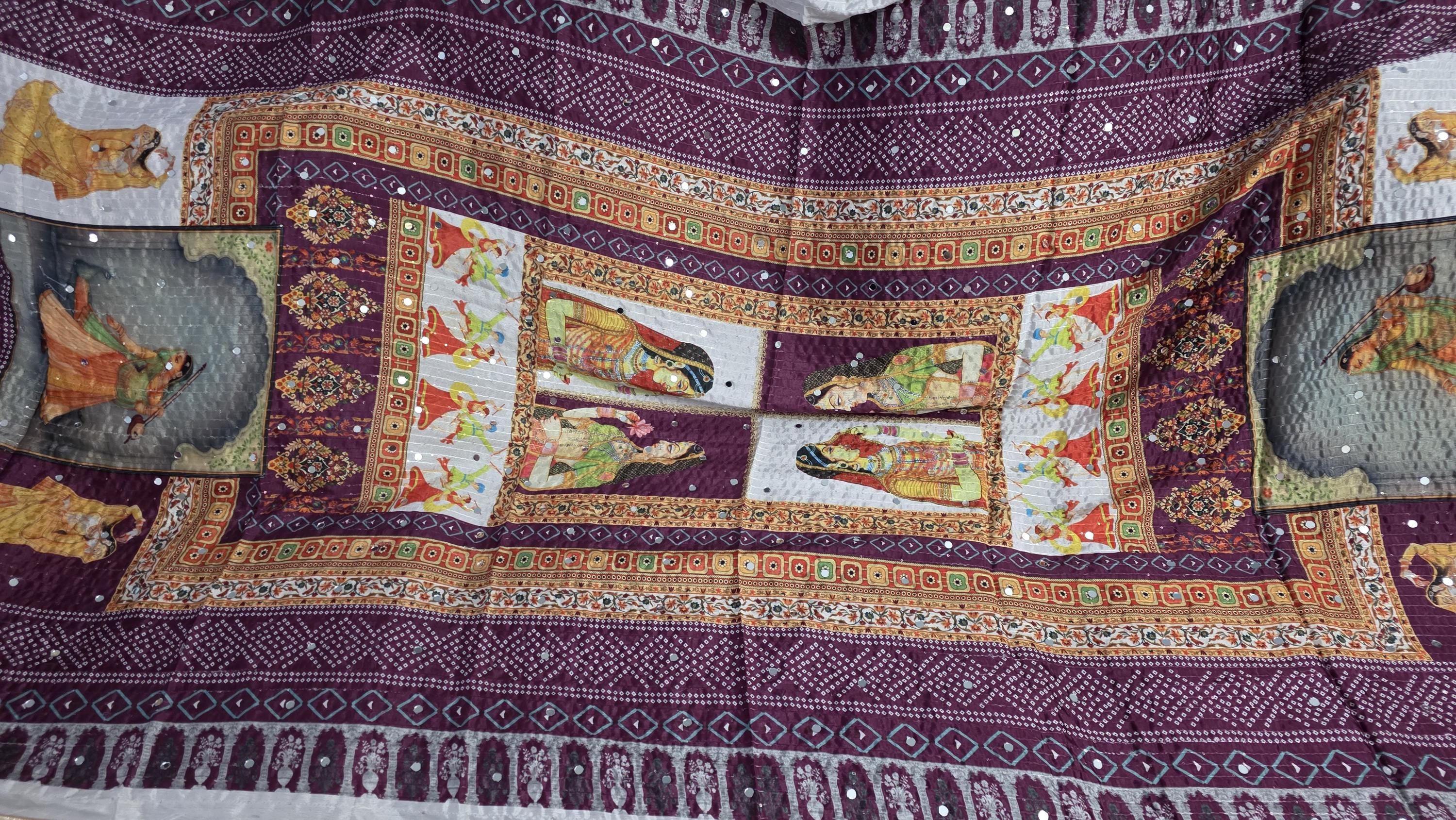 Boho Printed Chinnon Dupatta | Indian Ethnic Dupatta for Women | Traditional Art Inspired Dupatta | Lightweight Festive Dupatta