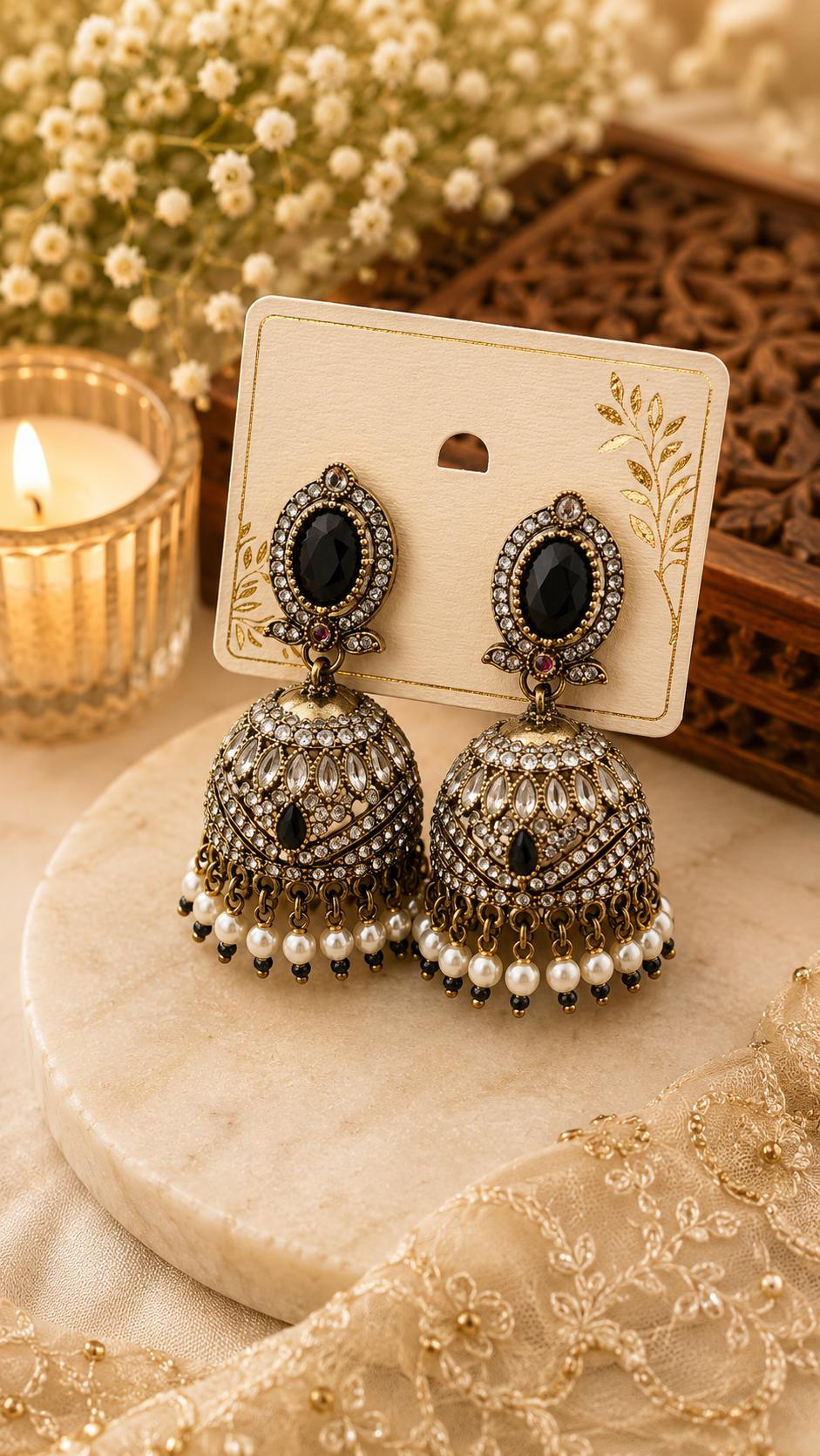 Oxidized Silver Jhumka Earrings | Indian Ethnic Statement Earrings | Boho Dangle Earrings | Navratri Jewelry | Gift for Her