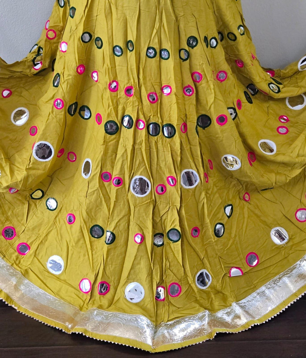 Green Skirt with Artificial Mirror Work 10 m flair | Festive & Party Wear | Ishq by Isha