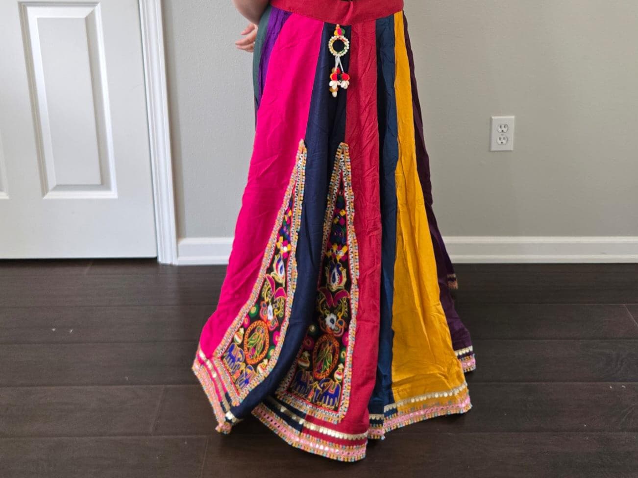Mutilcolurskirt With patch work 10 m flair | Festive & Party Wear | Ishq by Isha