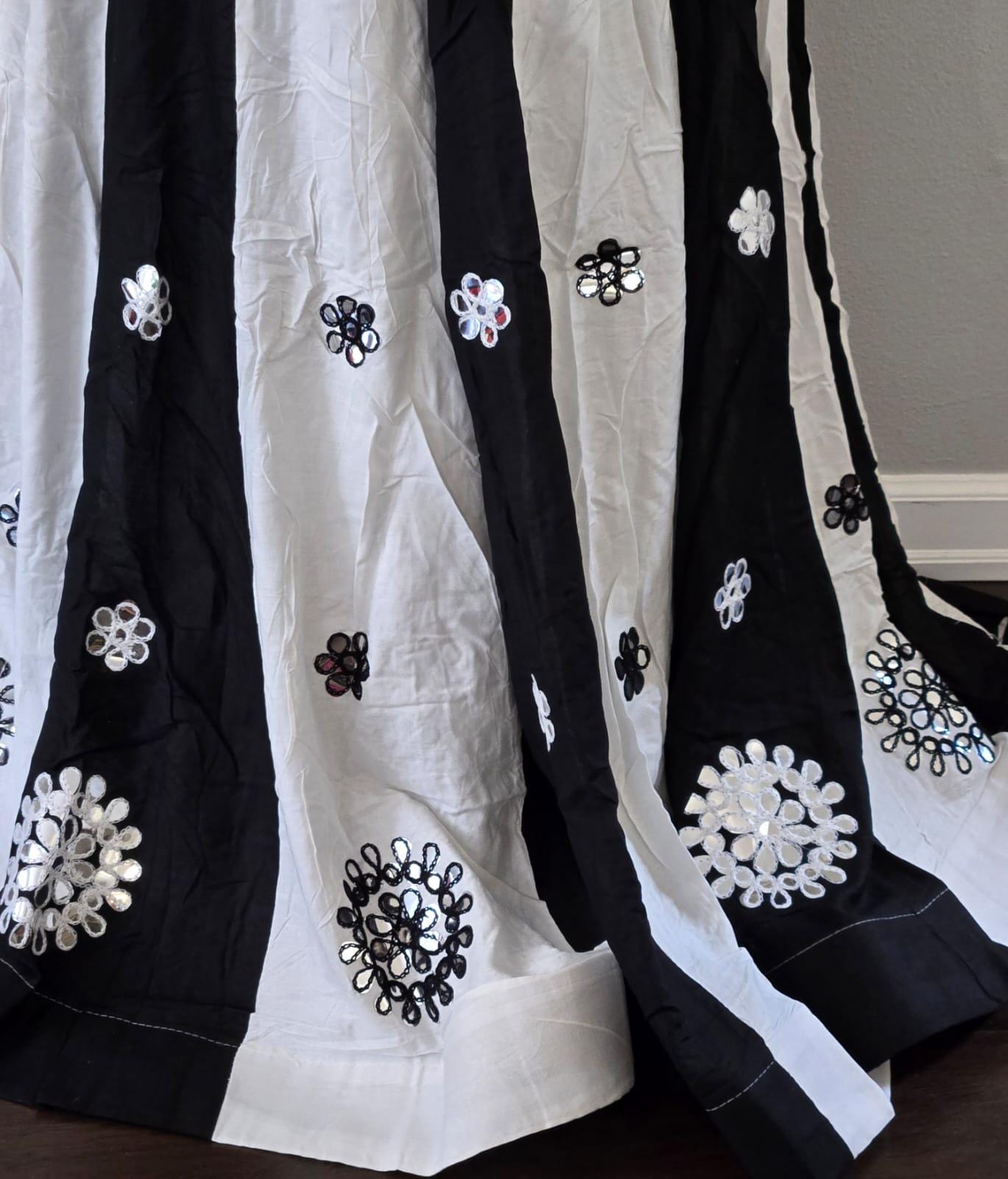 Garba Print Lehenga |white&black Ethnic Skirt | Navratri Ghagra Choli | Handmade Indian Festival Outfit