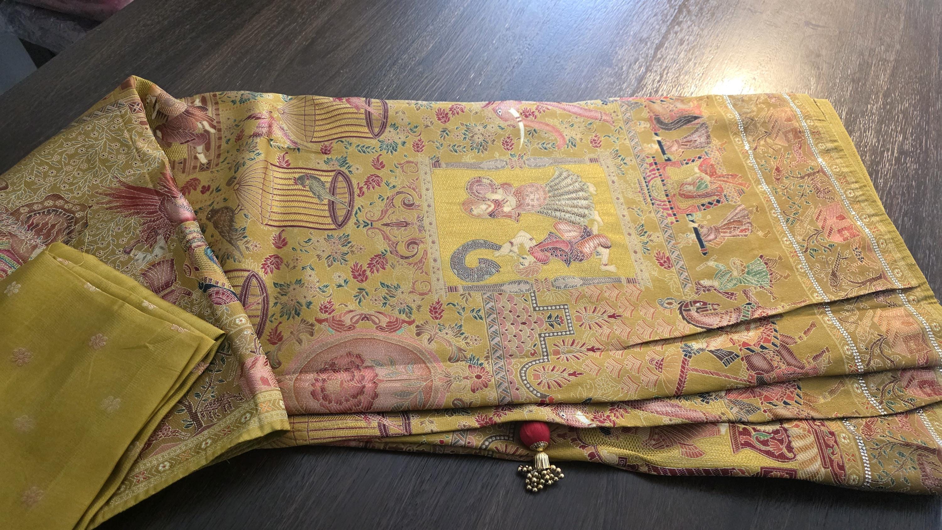 Mustard Crepe Silk Woven Saree | Traditional Indian Saree | Ethnic Festive Saree | Designer Party Wear Saree | Wedding Saree with Unstitched