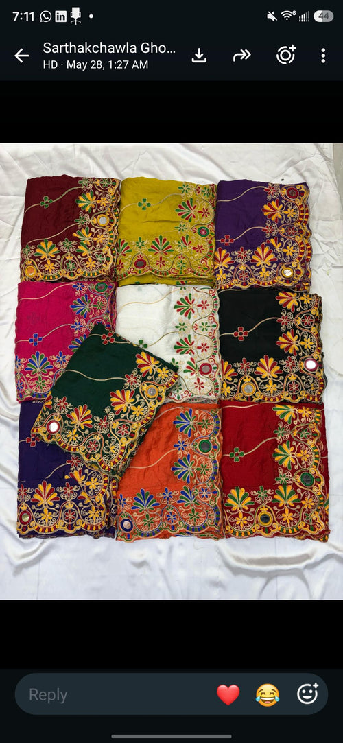 Rayon Cotton Embroidered Mirror Work Dupatta | Thread Work Ethnic Dupatta | Indian Traditional Dupatta for Women | Festive, Garba & Navratri