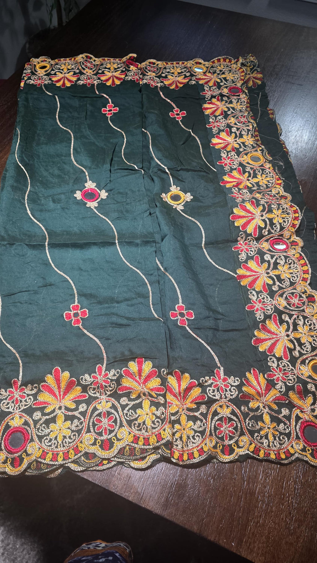 Rayon Cotton Embroidered Mirror Work Dupatta | Thread Work Ethnic Dupatta | Indian Traditional Dupatta for Women | Festive, Garba & Navratri