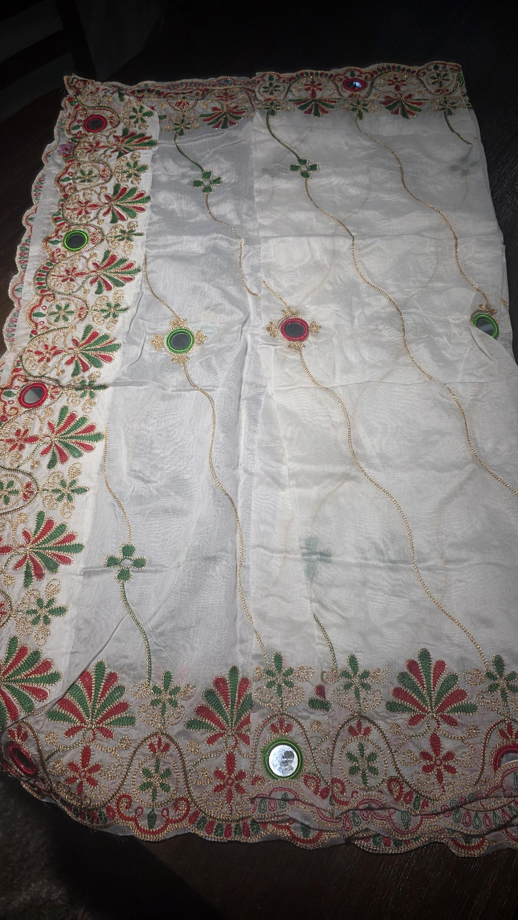 Rayon Cotton Embroidered Mirror Work Dupatta | Thread Work Ethnic Dupatta | Indian Traditional Dupatta for Women | Festive, Garba & Navratri