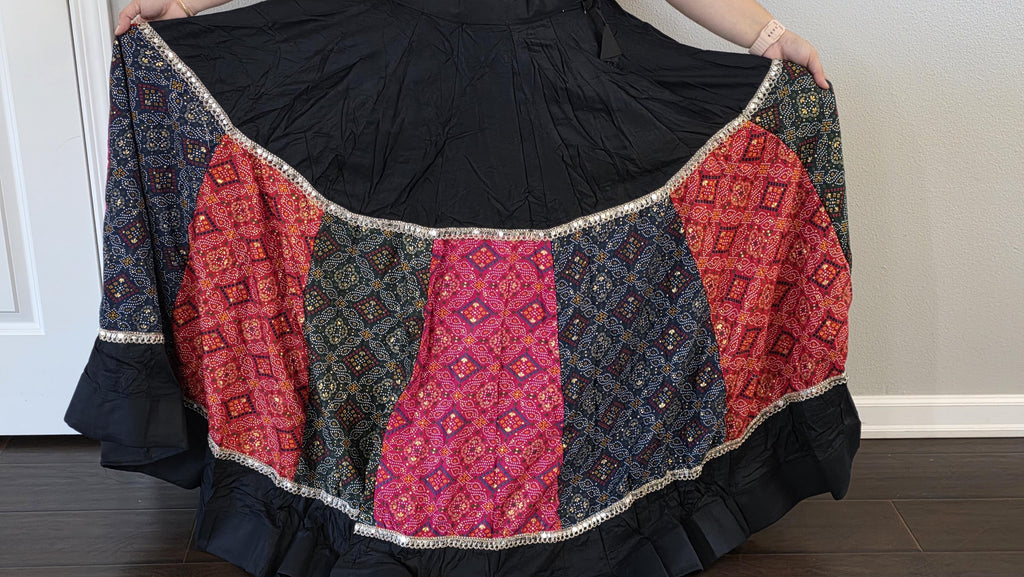 Black Patchwork Navratri Lehenga Choli Set with Dupatta | Handmade Garba Skirt | Indian Ethnic Outfit | Dandiya Dress