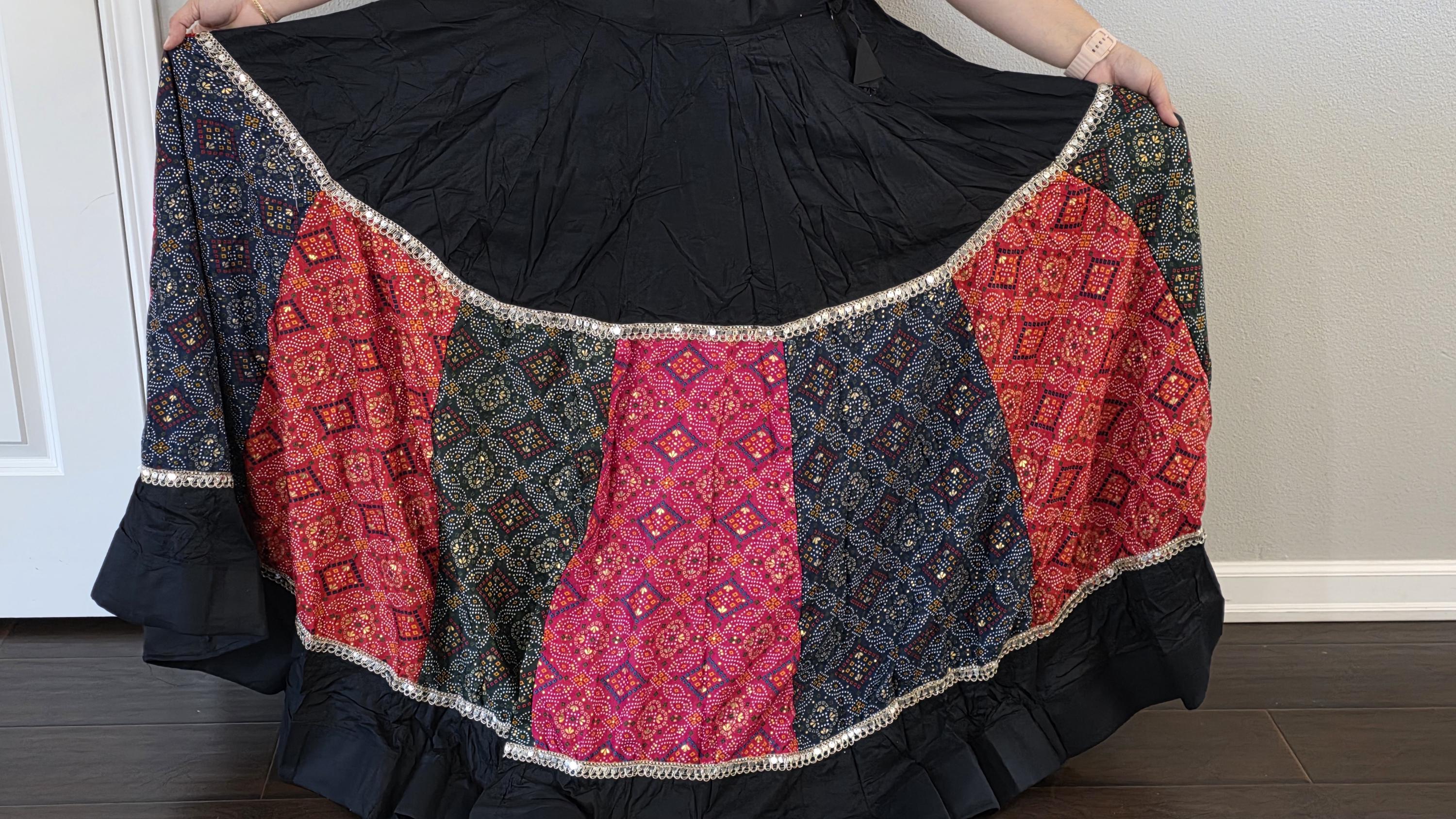 Black Patchwork Navratri Lehenga Choli Set with Dupatta | Handmade Garba Skirt | Indian Ethnic Outfit | Dandiya Dress