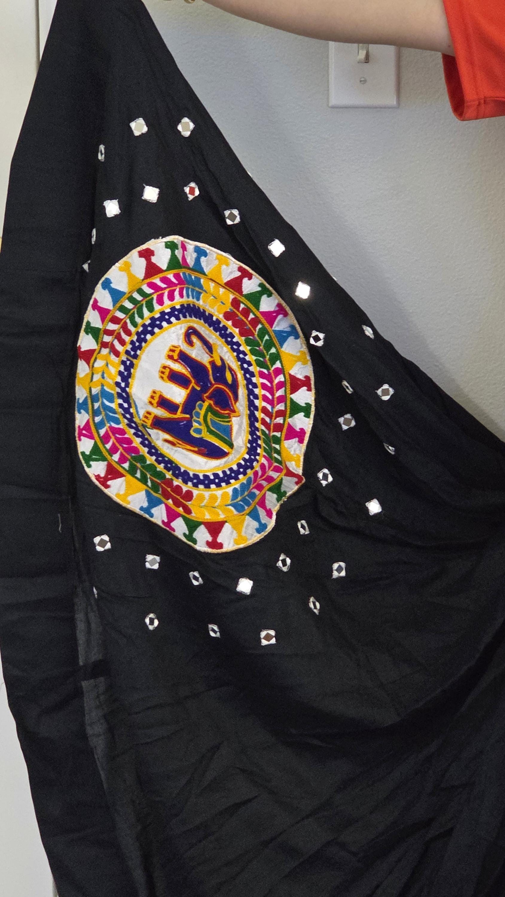 Black Skirt with patch work Work 10 m flair | Festive & Party Wear | Ishq by Isha