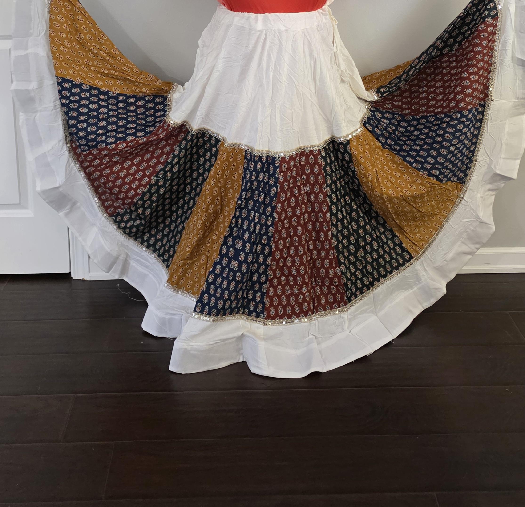 White Patchwork Navratri Lehenga Choli Set with Dupatta | Handmade Garba Outfit | Indian Festival Dress | Dandiya Lehenga