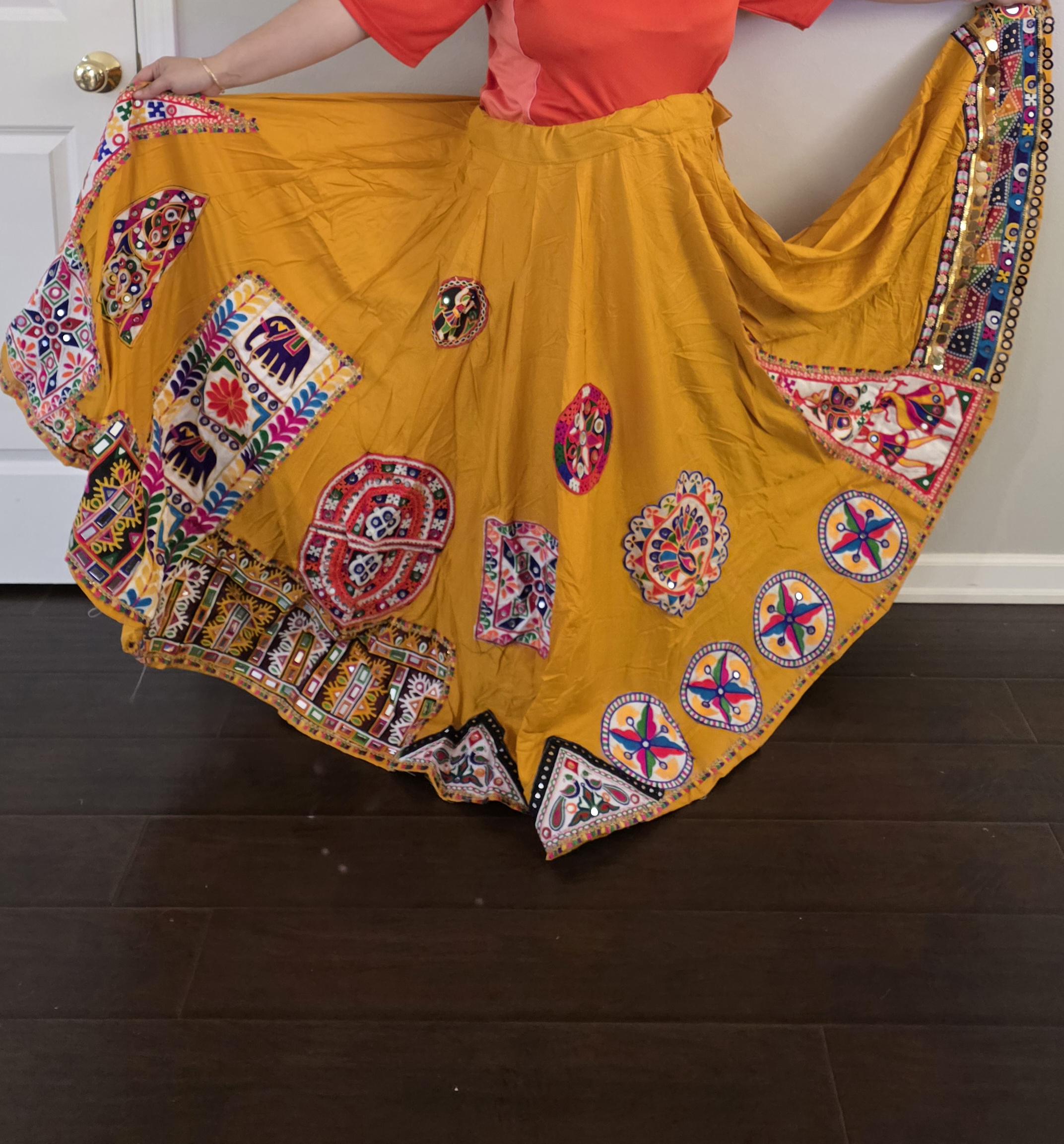 Yellow Skirt with patchWork 10 m flair | Festive & Party Wear | Ishq by Isha