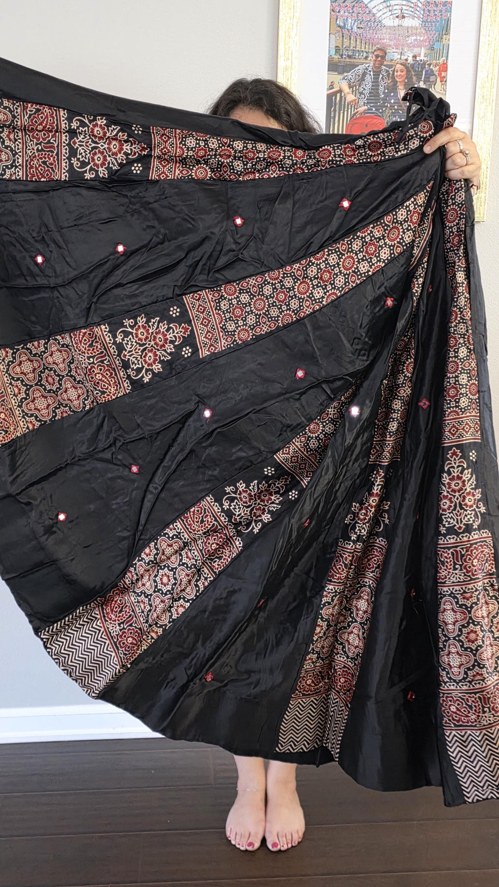 Black Gajji Silk Patchwork Lehenga Set | Mirror Work Blouse | Indian Navratri Outfit | Garba Chaniya Choli | Festive Ethnic Wear